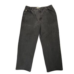 LL Bean Comfort Waist Jeans Mens 38x28 Black Denim Side Elastic High Rise Pants
